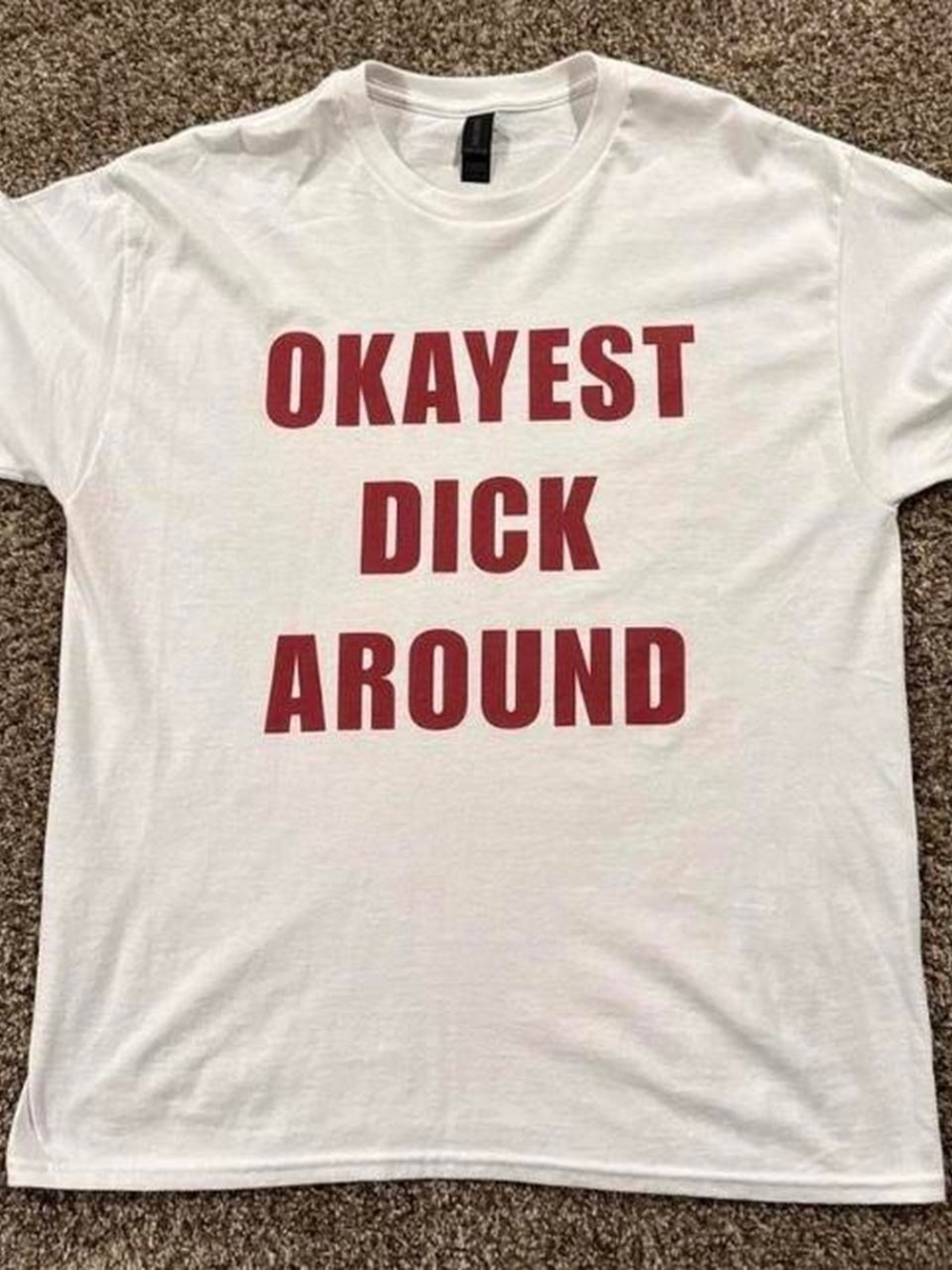 Gildan White Short-Sleeve Tee with Red Block Text